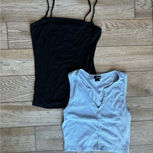 Set of two tank tops- black forever 21 thin strapped & light blue tank top sz M
